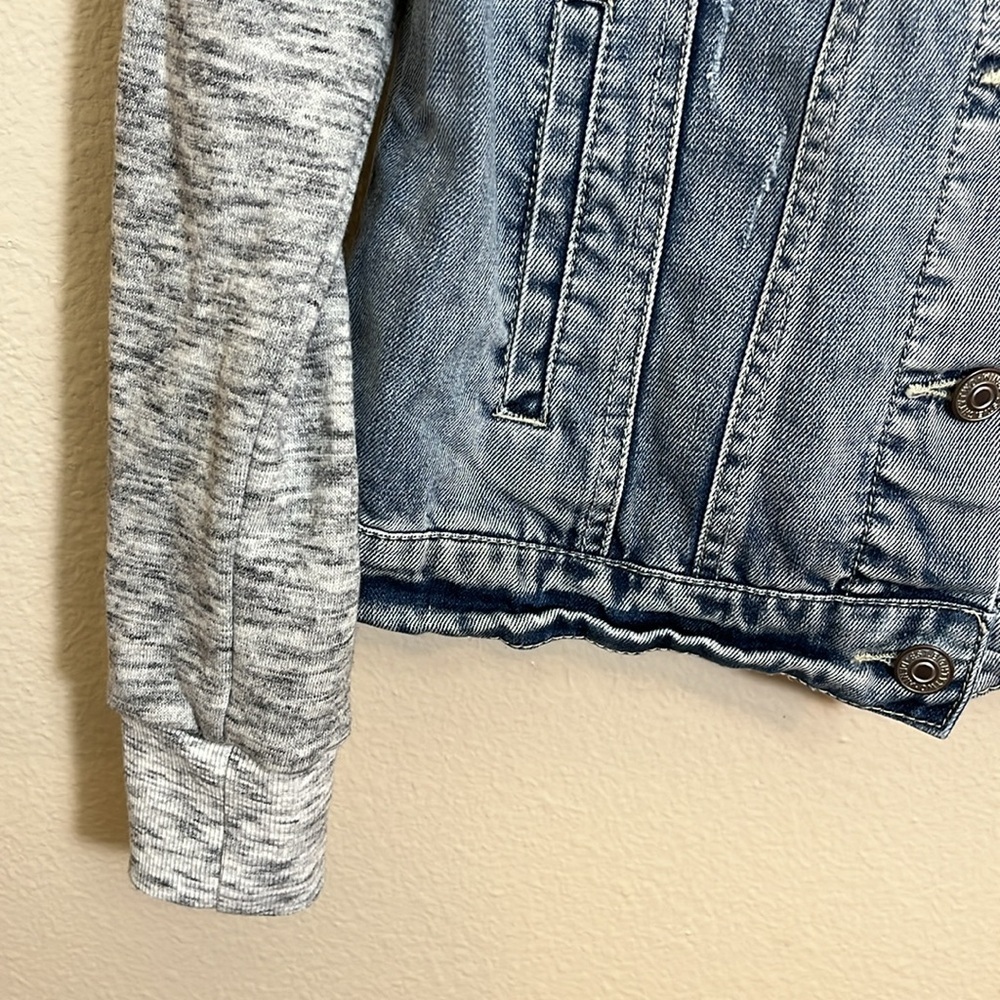 Eighty Two Denim & Knit Hooded Jean Jacket - Picture 5 of 11